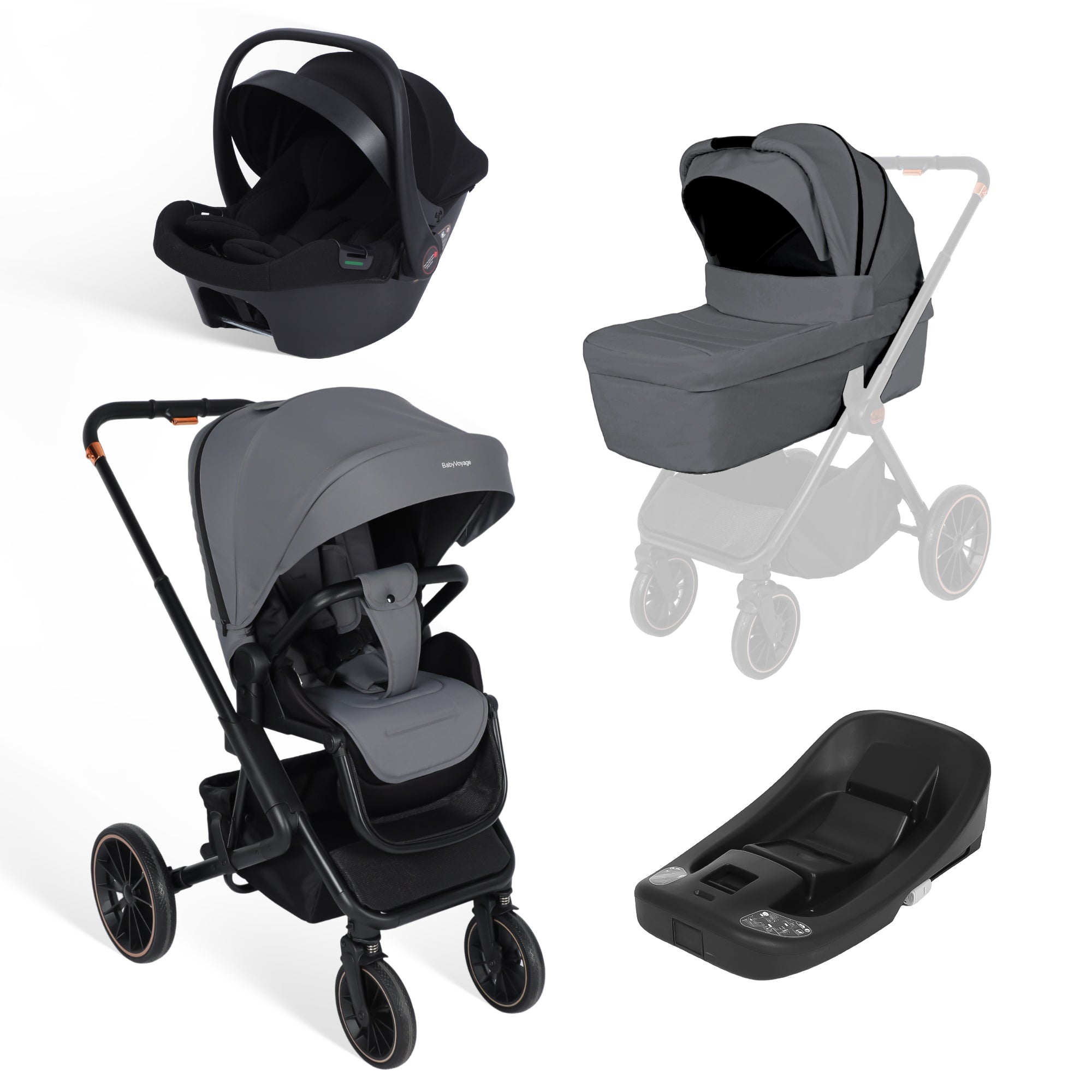 BabyVoyage 4 in 1 Kinderwagen Alpin Grün: Zwei Schiebe-Richtungen + Ein-Klick-Faltung