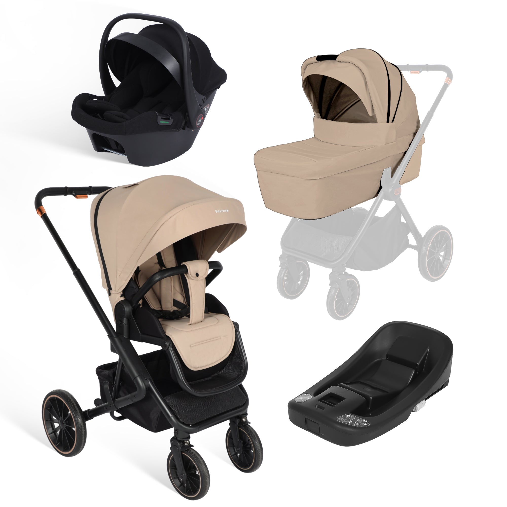 BabyVoyage 4 in 1 Kinderwagen Alpin Grün: Zwei Schiebe-Richtungen + Ein-Klick-Faltung