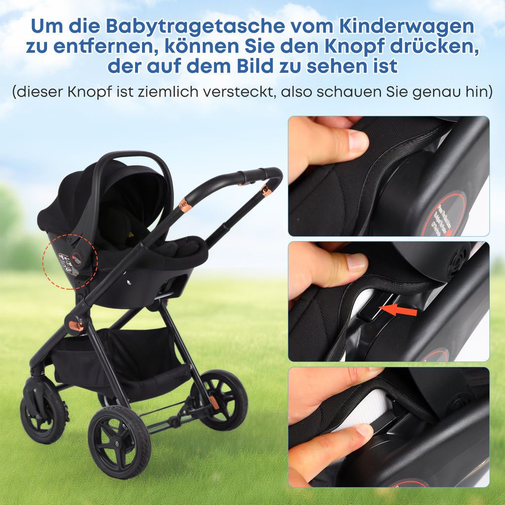 BabyVoyage 4 in 1 Kinderwagen Alpin Grün: Zwei Schiebe-Richtungen + Ein-Klick-Faltung