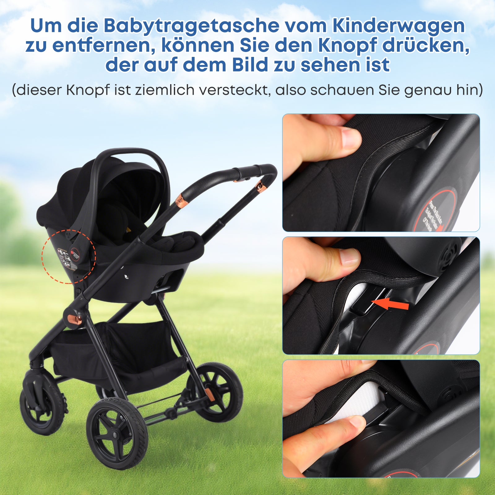 BabyVoyage 4 in 1 Kinderwagen Alpin Grün: Zwei Schiebe-Richtungen + Ein-Klick-Faltung