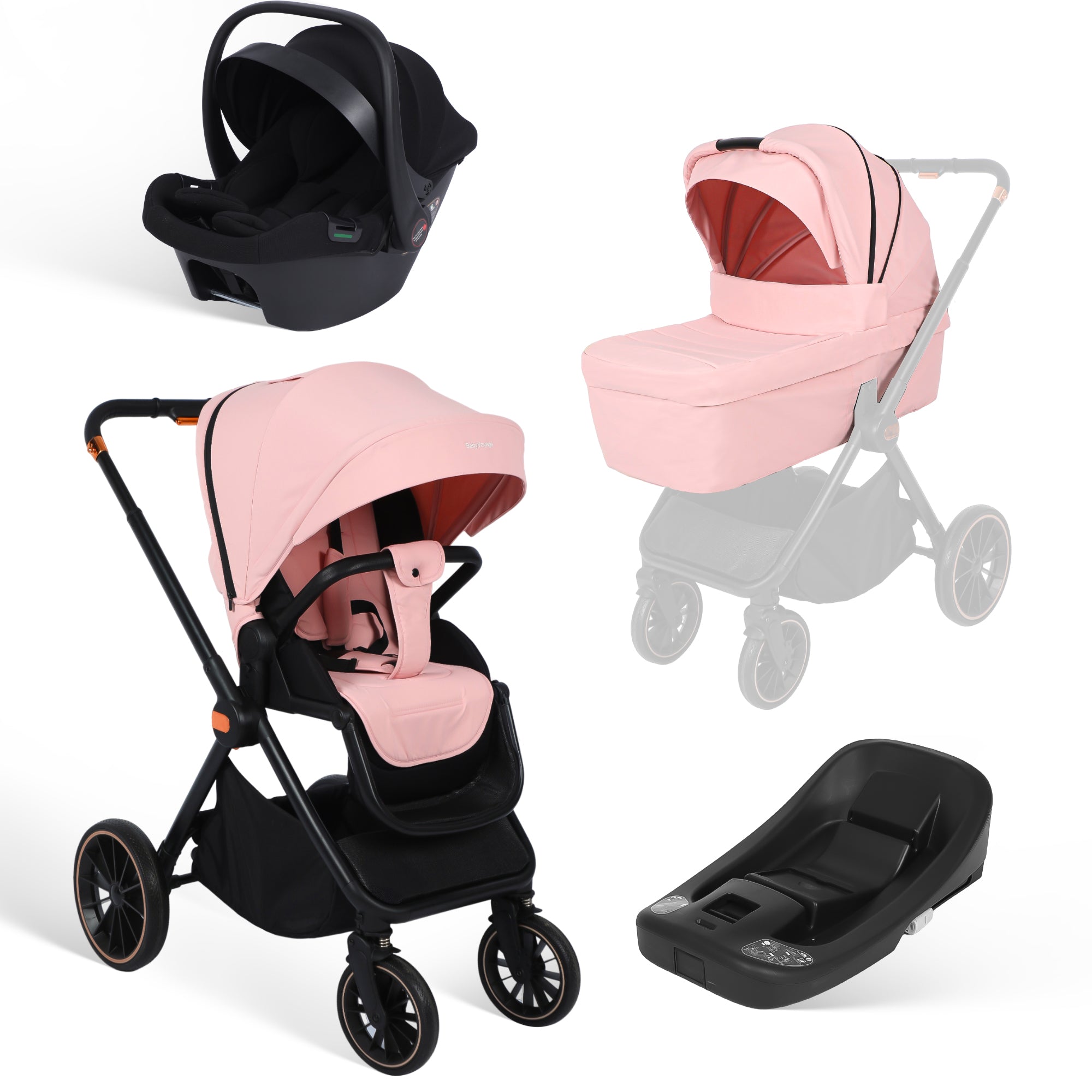 BabyVoyage 4 in 1 Kinderwagen Alpin Grün: Zwei Schiebe-Richtungen + Ein-Klick-Faltung
