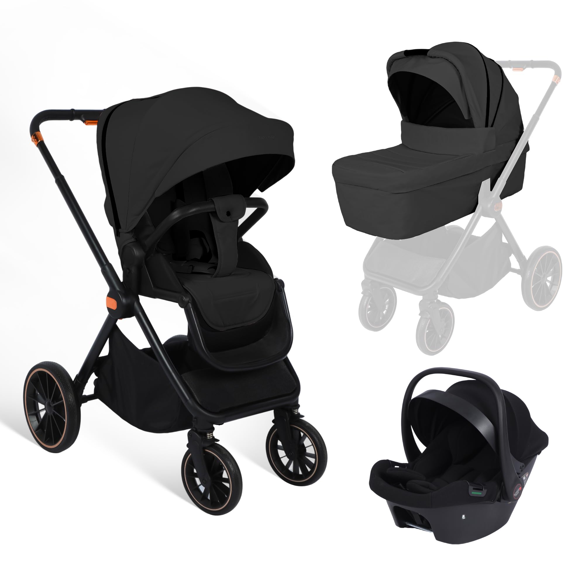 BabyVoyage 3-in-1Kinderwagen| Zweiweg-Montage & Einhand-Faltung Klassisches Grün