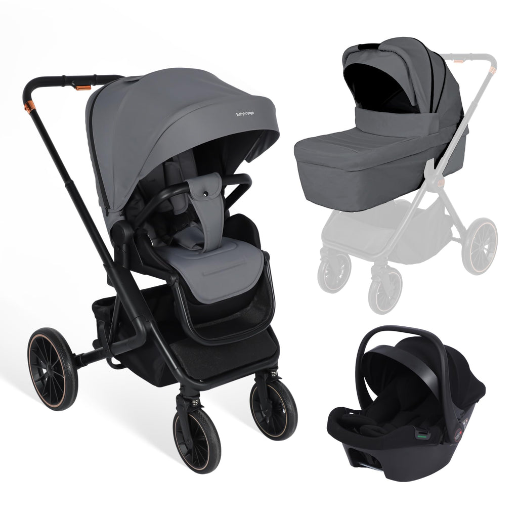 Baby Voyage 3 in 1 Kinderwagen Set geprüfter Buggy mit Schlafkorb + Autositz