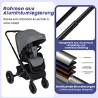 4-in-1-Kinderwagen inklusive Babyschale und Basis  Premium-Grau