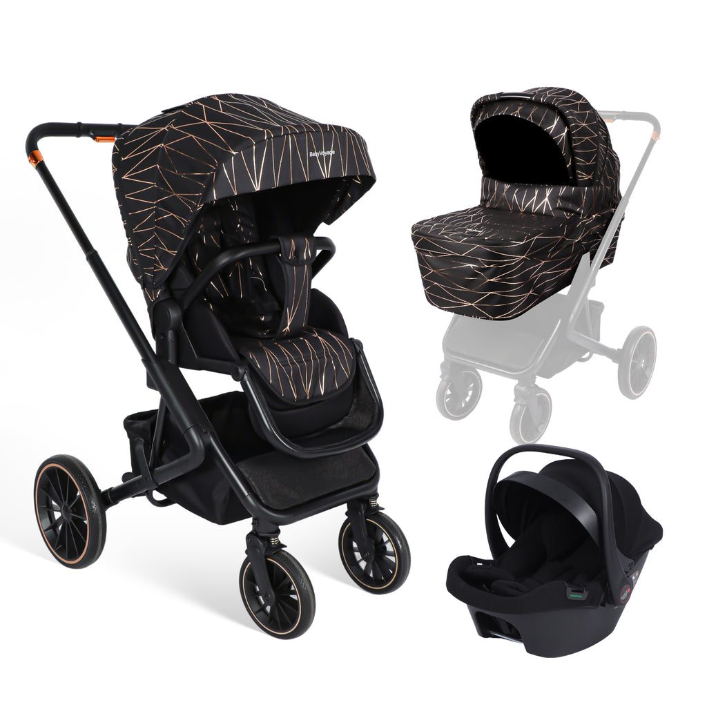 Baby Voyage 3 in 1 Kinderwagen Set geprüfter Buggy mit Schlafkorb + Autositz