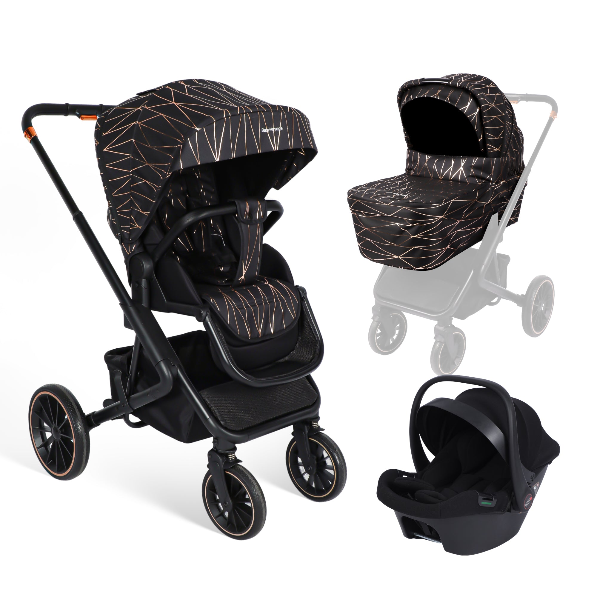 BabyVoyage 3-in-1Kinderwagen| Zweiweg-Montage & Einhand-Faltung Klassisches Grün
