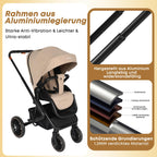 BabyVoyage 3in1 Kinderwagen Set:  Babywanne & Sicherheitssitz Khaki