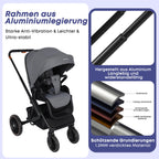 3-in-1 Kinderwagen– Ihr sicherer und stylischer Reisebegleiter von Geburt an mit reversiblem Fahrmodus, praktischer Babyschale