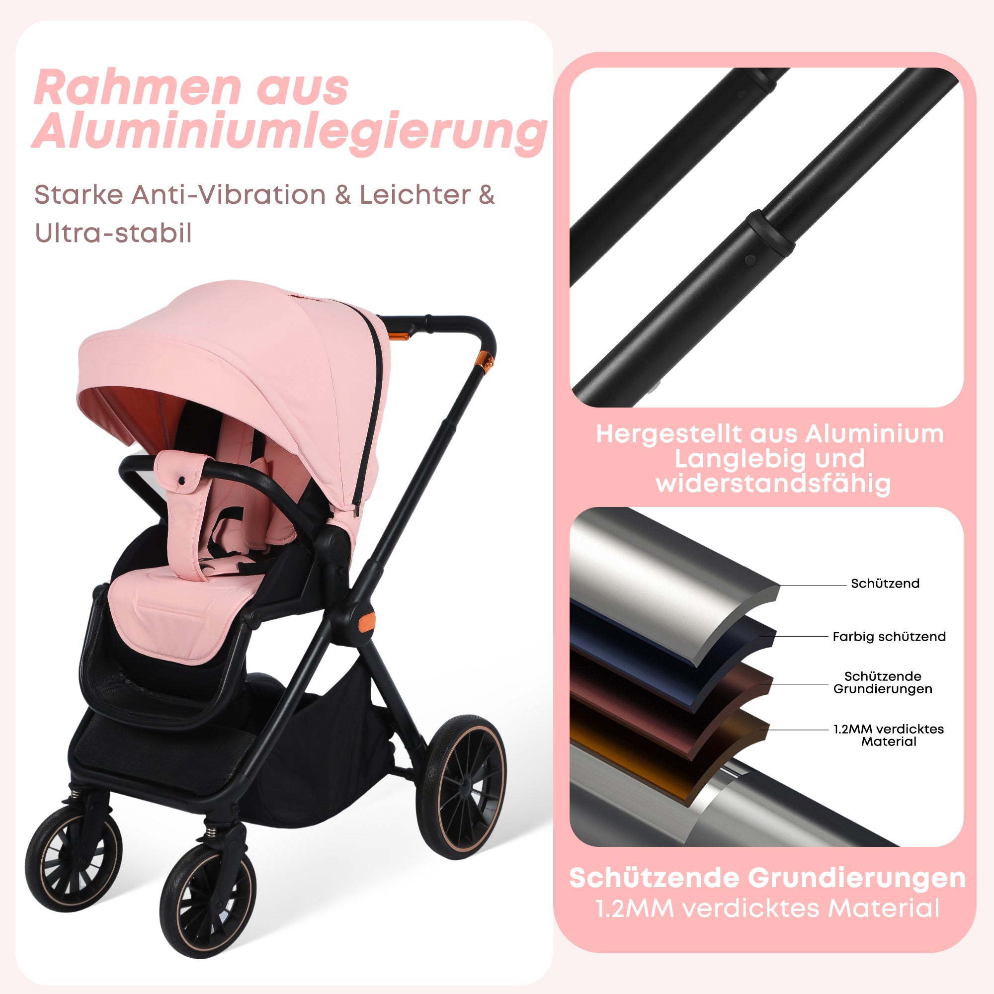 BabyVoyage 4in1 Reisesystem Kirschblüte: Zwei Richtungen + Ein-Klick-Faltung   Alu-Rahmen