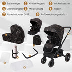 BabyVoyage 2-in-1 kinderwagen Geeignet für Neugeborene Einhand-Faltung Schwarz