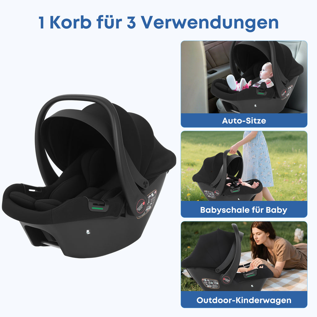 BabyVoyage 4 in 1 Kinderwagen Alpin Grün: Zwei Schiebe-Richtungen + Ein-Klick-Faltung
