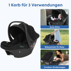 BabyVoyage 4 in 1 Kinderwagen Alpin Grün: Zwei Schiebe-Richtungen + Ein-Klick-Faltung