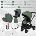 Baby Voyage kinderwagen Khaki 2-in-1 Federung Höhenverstellbarer Griff Zusammenklappbar Gleiten