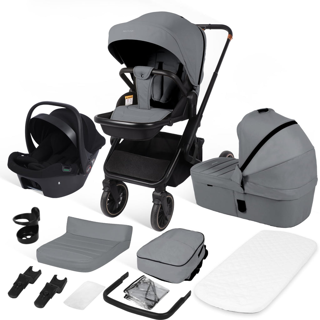 Baby Voyage 3 in 1 Kinderwagen Set geprüfter Buggy mit Schlafkorb + Autositz