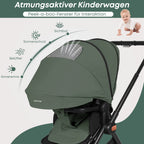 Baby Voyage kinderwagen Khaki 2-in-1 Federung Höhenverstellbarer Griff Zusammenklappbar Gleiten