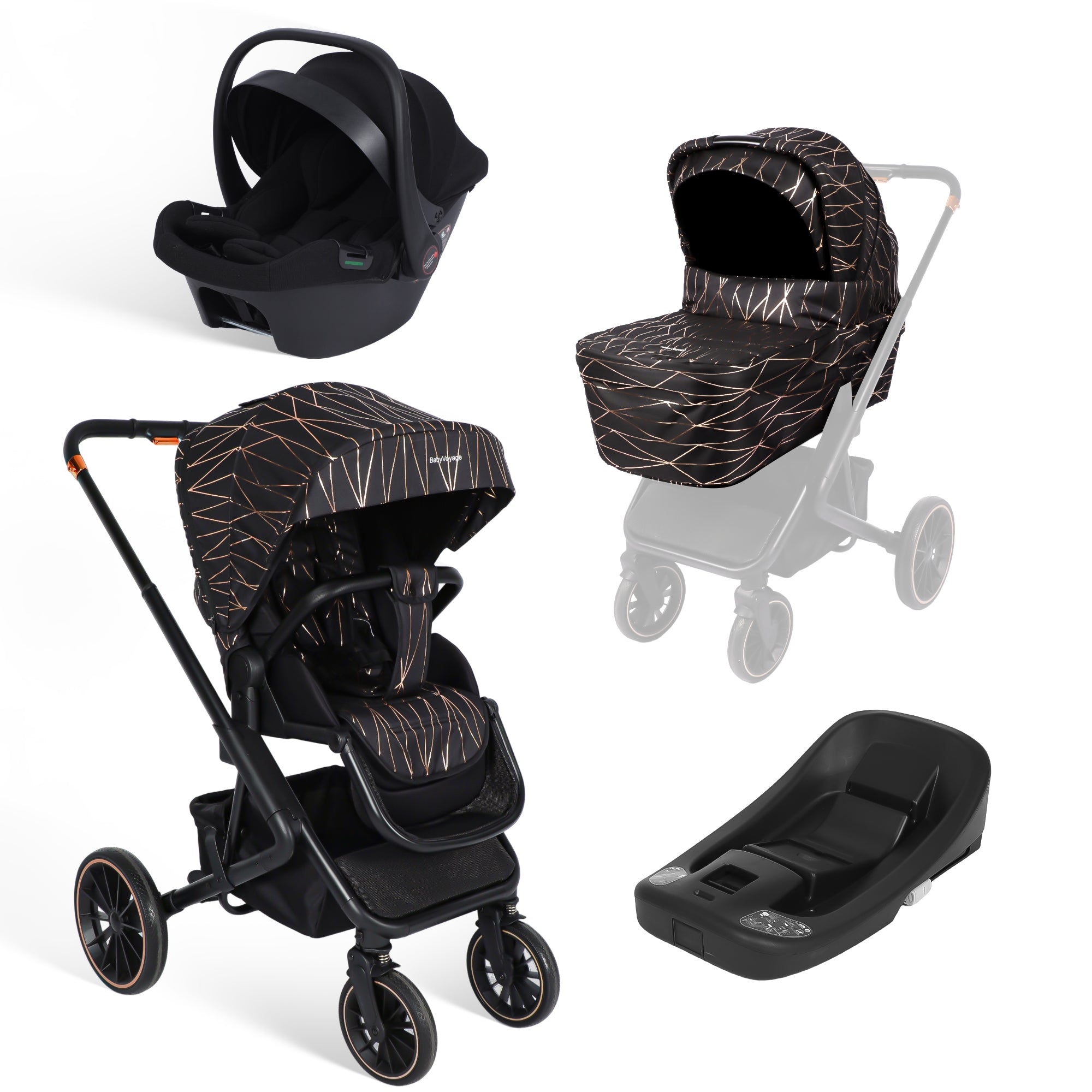 BabyVoyage 4 in 1 Kinderwagen Alpin Grün: Zwei Schiebe-Richtungen + Ein-Klick-Faltung