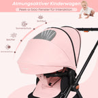 BabyVoyage Kinderwagen 2 in 1 faltbar, separate Schlafwanne und Sitz, Getränkehalter, Moskitonetz und weitere Geschenke