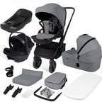 4-in-1-Kinderwagen inklusive Babyschale und Basis  Premium-Grau