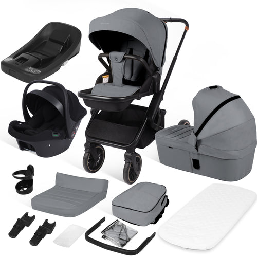4-in-1-Kinderwagen inklusive Babyschale und Basis  Premium-Grau