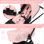 kinderwagen 2-in-1, Kirschblütenrosa Geeignet für Baby-Mädchen Zweiwege-Installation