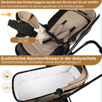 4 in 1 Kinderwagen-Set beige Premium-Travel System Babywanne+Buggy+Autositz