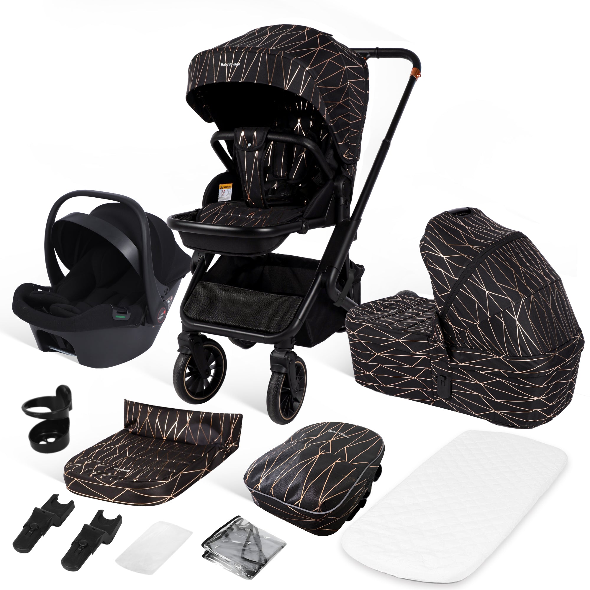 BabyVoyage Kinderwagen 3 in 1 Inklusive Sitz, Babywanne Autositz Zweiwegeinstallation, geländegängig