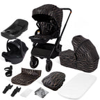 BabyVoyage 4-in-1 Kinderwagen set Schwarz und Gold Nahtloser Wechsel zwischen mehreren Szenen