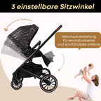 BabyVoyage 2 in 1 kinderwagen  Sternenhimmel-Grau Babywanne & Sportsitz, Räder 360° Stoßdämpfer