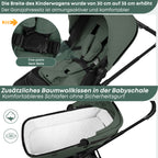 BabyVoyage 4 in 1 Kinderwagen Alpin Grün: Zwei Schiebe-Richtungen + Ein-Klick-Faltung