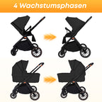 2-in-1-Kinderwagen, faltbar, für Neugeborene, mit Aluminiumrahmen und umkehrbarem Sitz