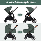 Baby Voyage kinderwagen Khaki 2-in-1 Federung Höhenverstellbarer Griff Zusammenklappbar Gleiten