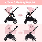 BabyVoyage 2 in 1 kinderwagen  Sternenhimmel-Grau Babywanne & Sportsitz, Räder 360° Stoßdämpfer