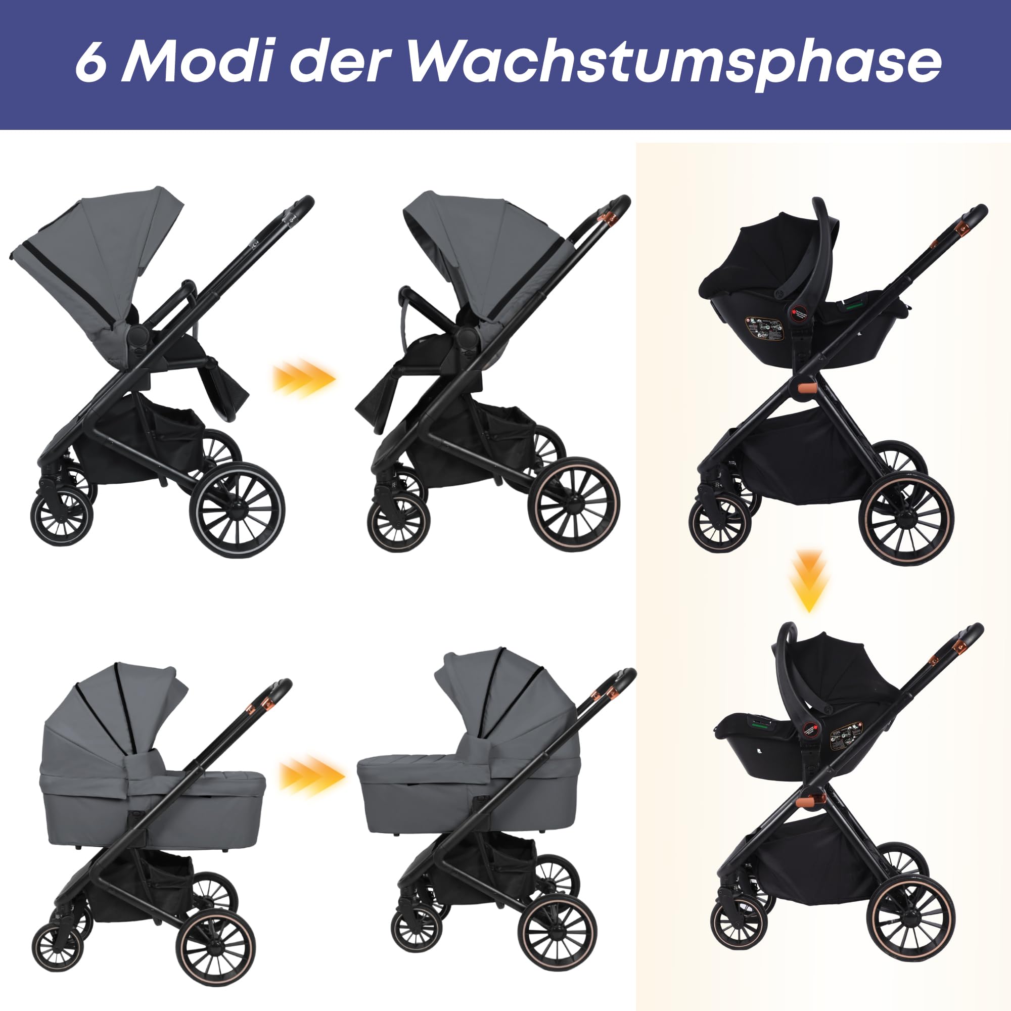 Baby Voyage 3 in 1 Kinderwagen Set geprüfter Buggy mit Schlafkorb + Autositz