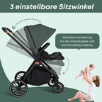 Baby Voyage kinderwagen Khaki 2-in-1 Federung Höhenverstellbarer Griff Zusammenklappbar Gleiten
