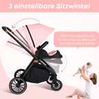 kinderwagen 2-in-1, Kirschblütenrosa Geeignet für Baby-Mädchen Zweiwege-Installation