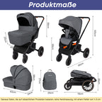 4-in-1-Kinderwagen inklusive Babyschale und Basis  Premium-Grau