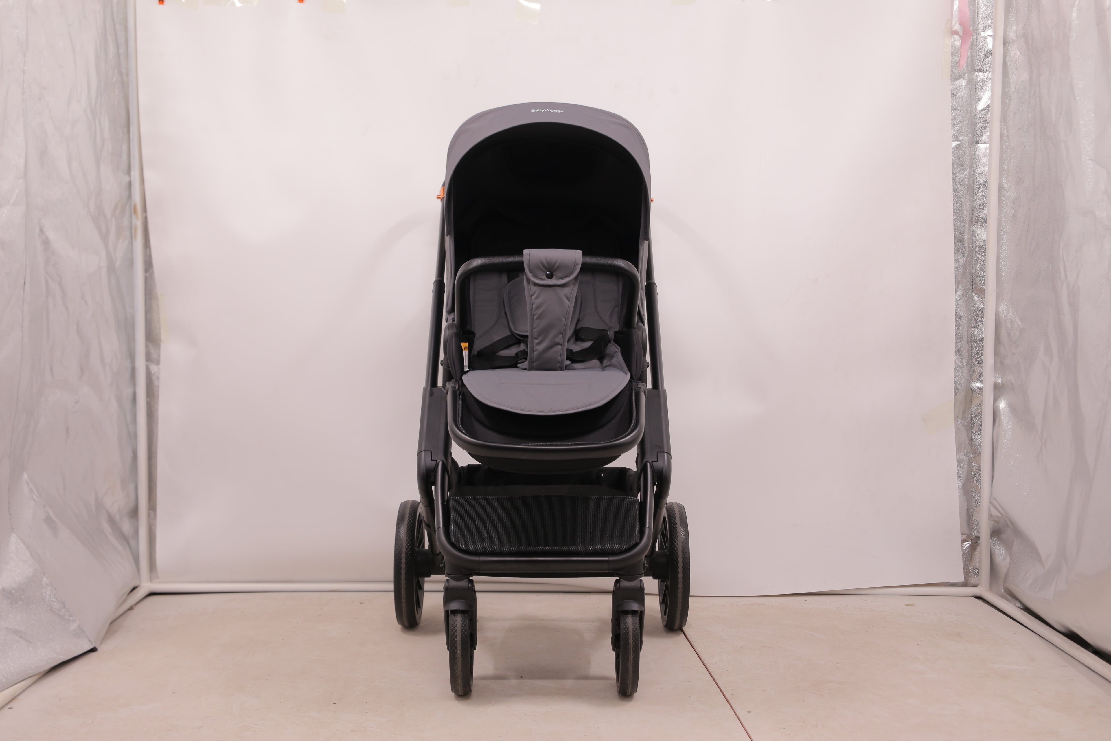 BabyVoyage 2 in 1 kinderwagen  Sternenhimmel-Grau Babywanne & Sportsitz, Räder 360° Stoßdämpfer