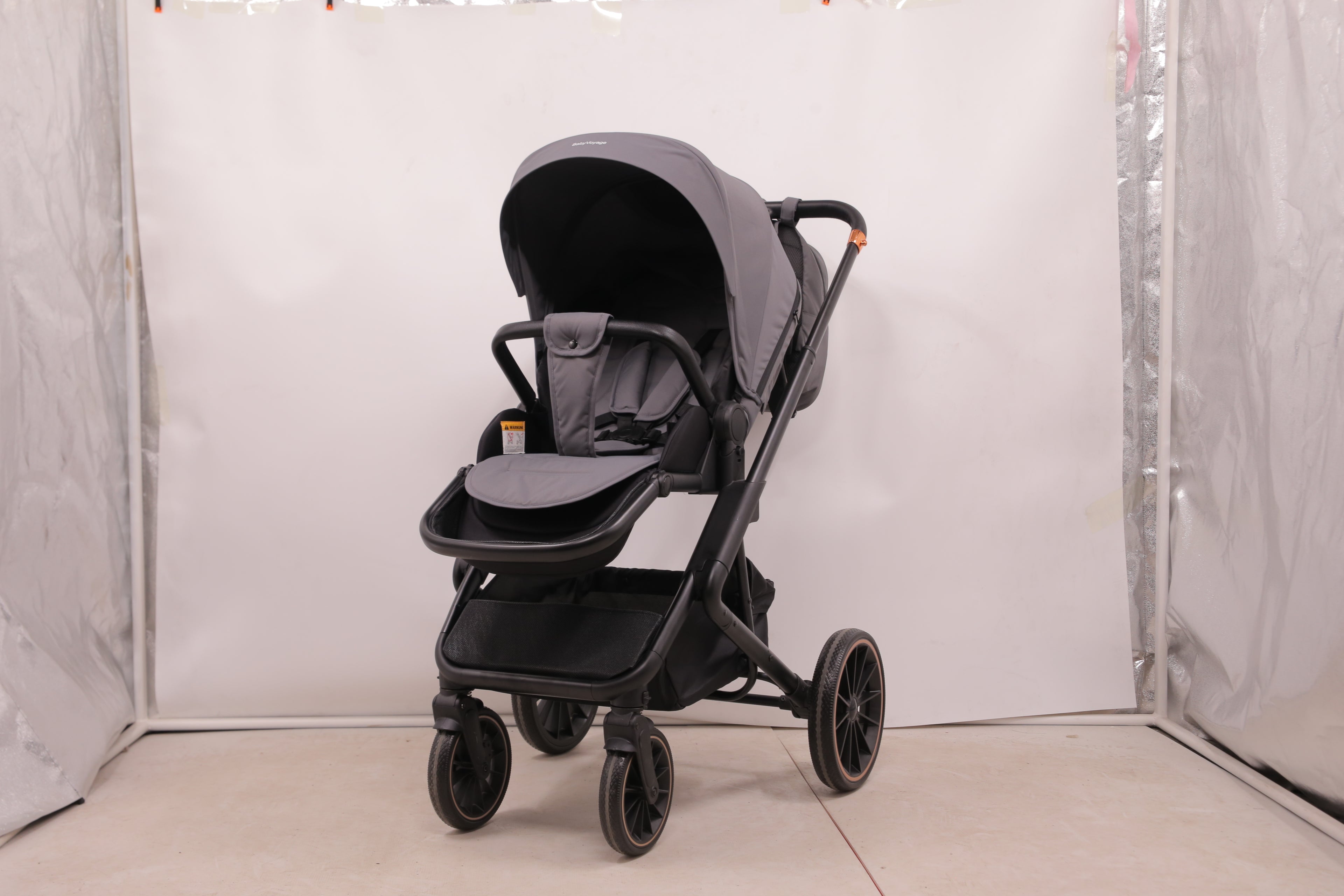 BabyVoyage 2 in 1 kinderwagen  Sternenhimmel-Grau Babywanne & Sportsitz, Räder 360° Stoßdämpfer