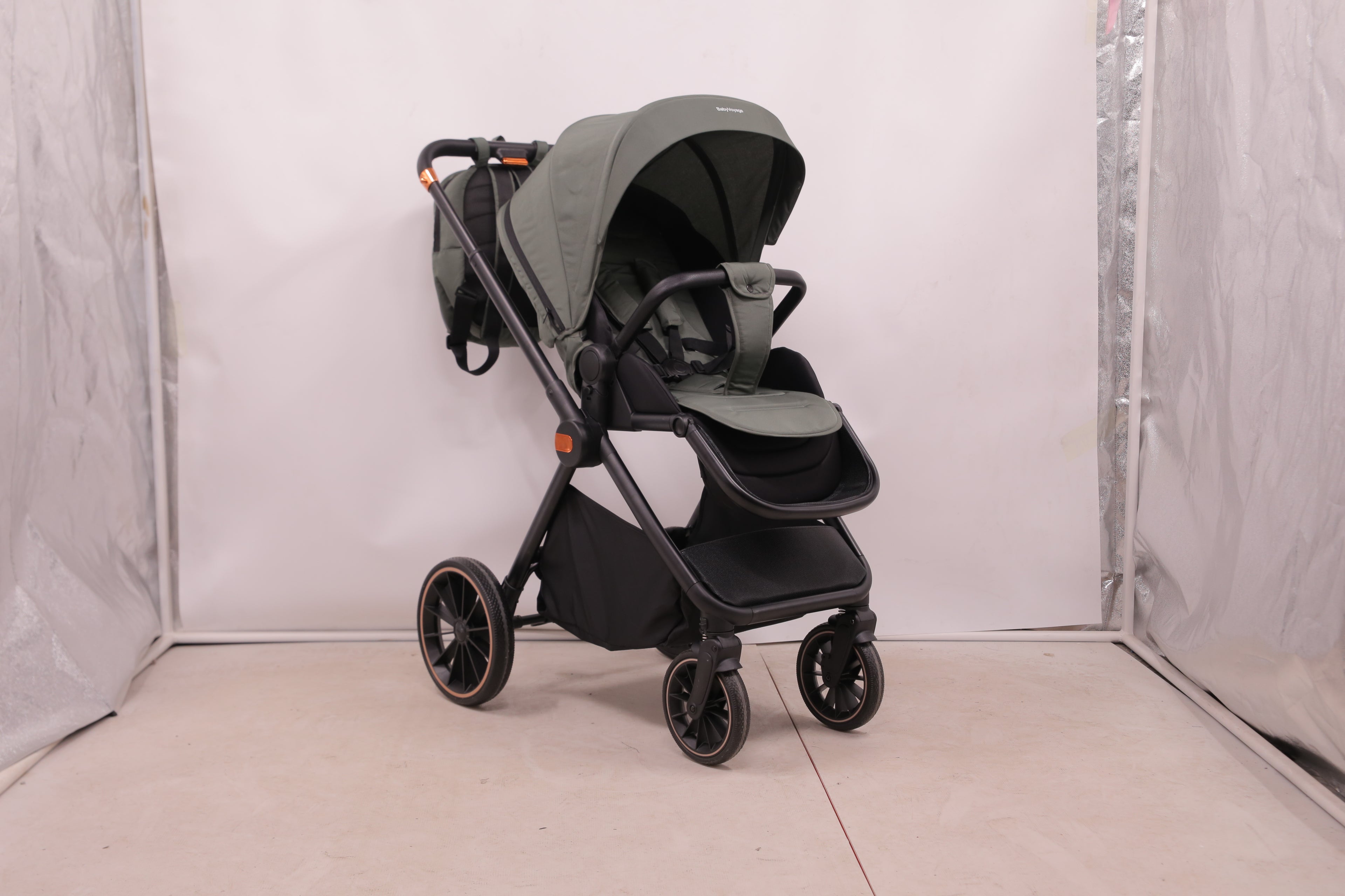 kinderwagen 2-in-1 Grün Zweiwege-Installation höhenverstellbarer Griff Faltbar