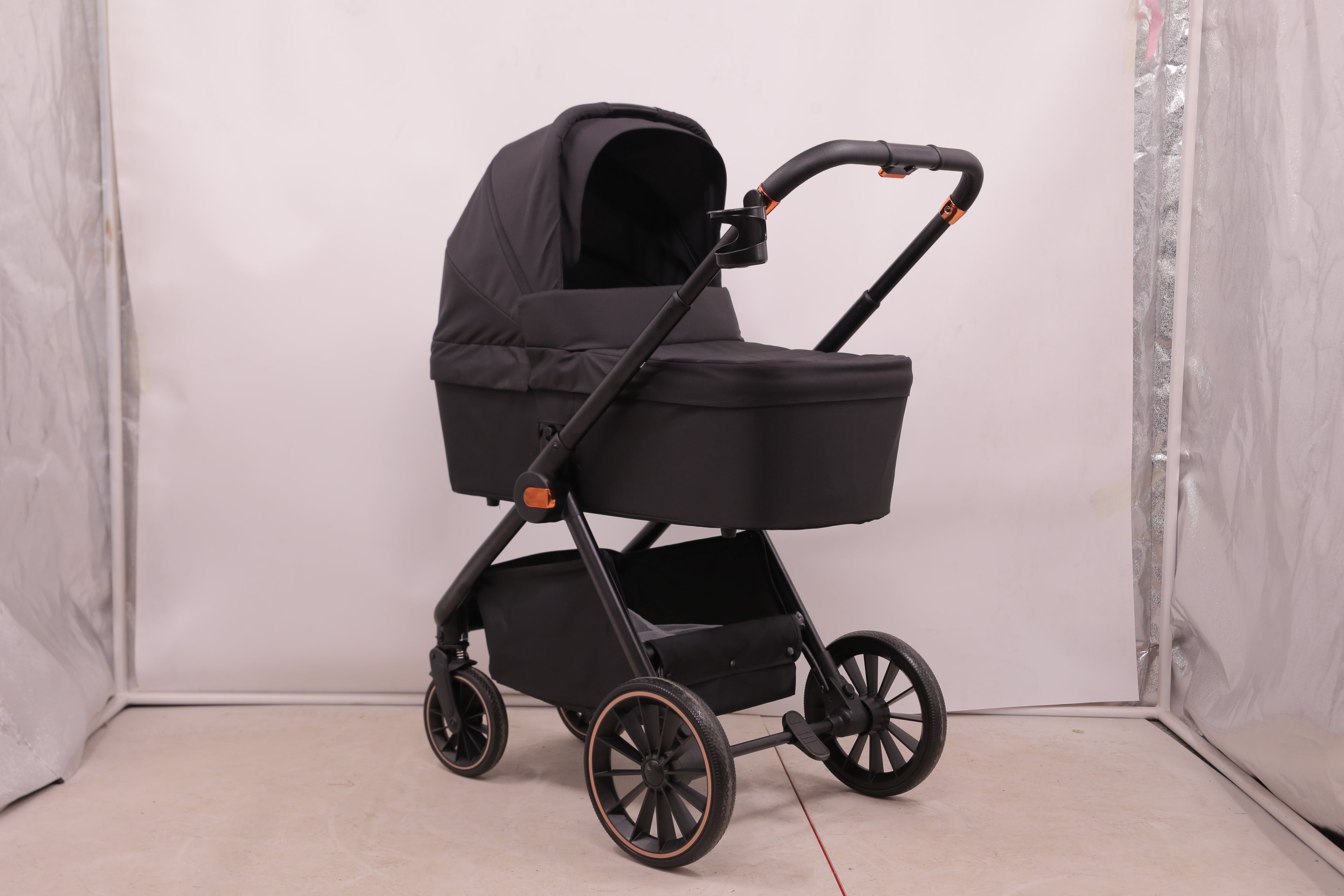 BabyVoyage 2-in-1 kinderwagen Geeignet für Neugeborene Einhand-Faltung Schwarz