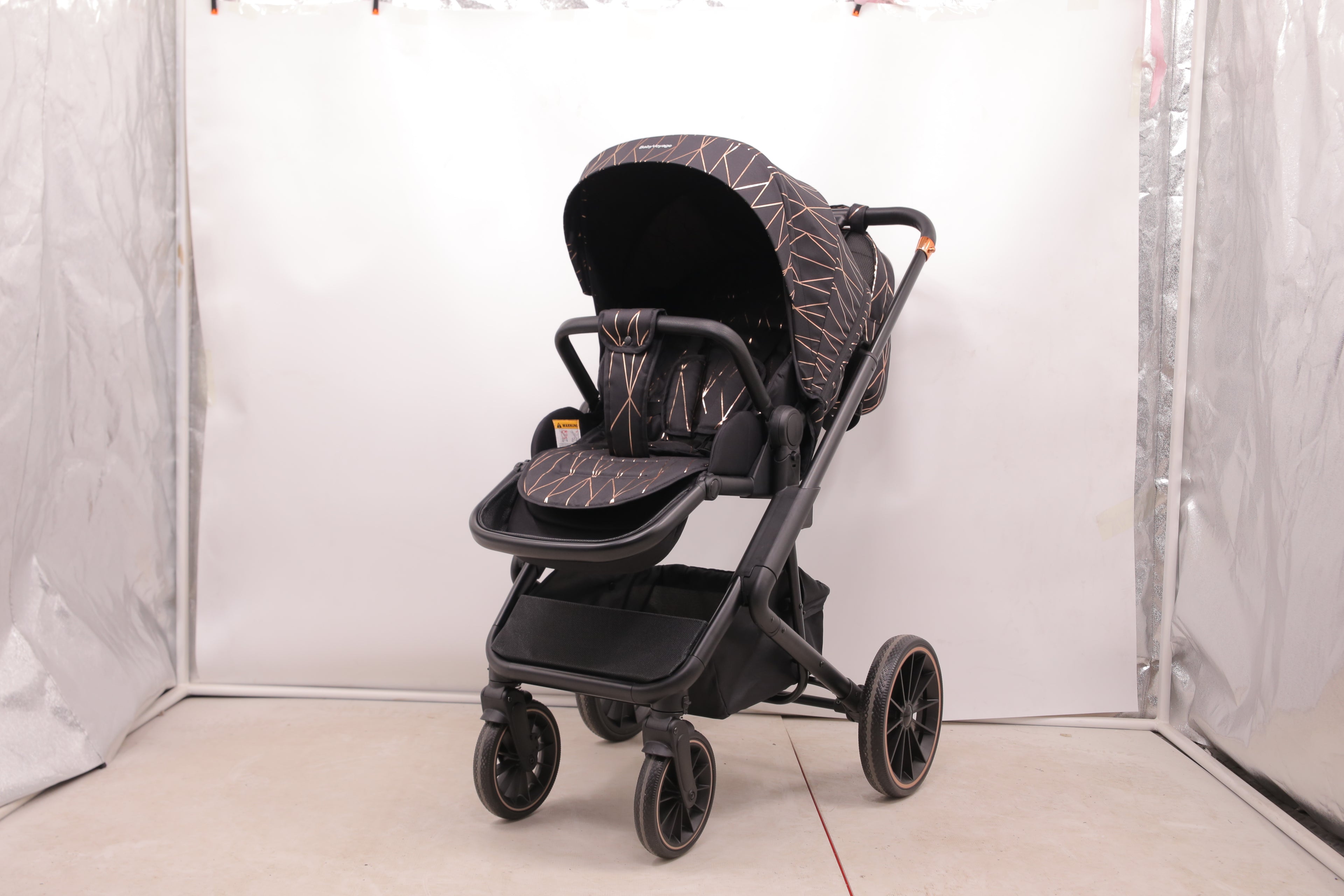 BabyVoyage 2 in 1 kinderwagen  Sternenhimmel-Grau Babywanne & Sportsitz, Räder 360° Stoßdämpfer