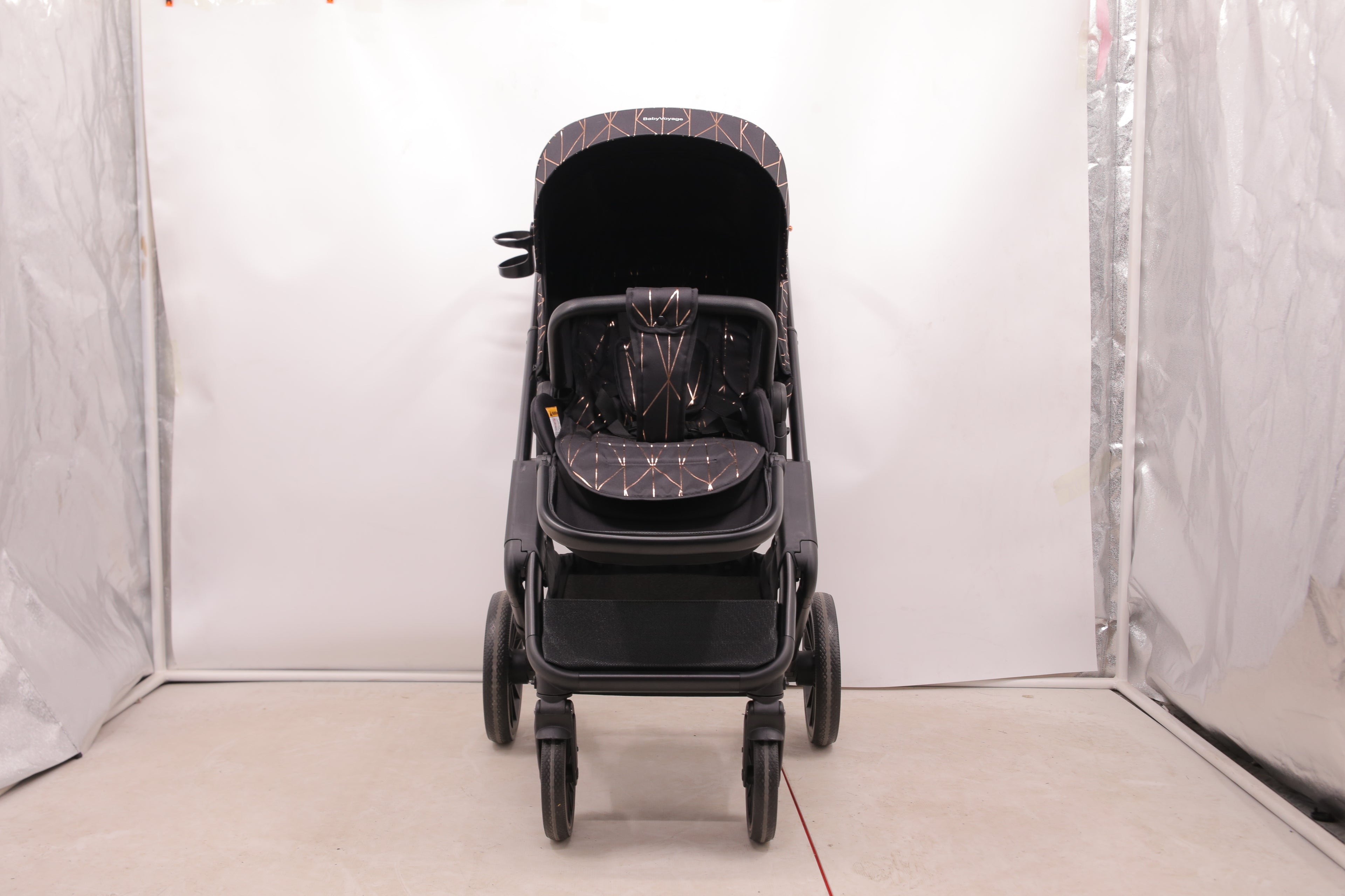 BabyVoyage 2 in 1 kinderwagen  Sternenhimmel-Grau Babywanne & Sportsitz, Räder 360° Stoßdämpfer