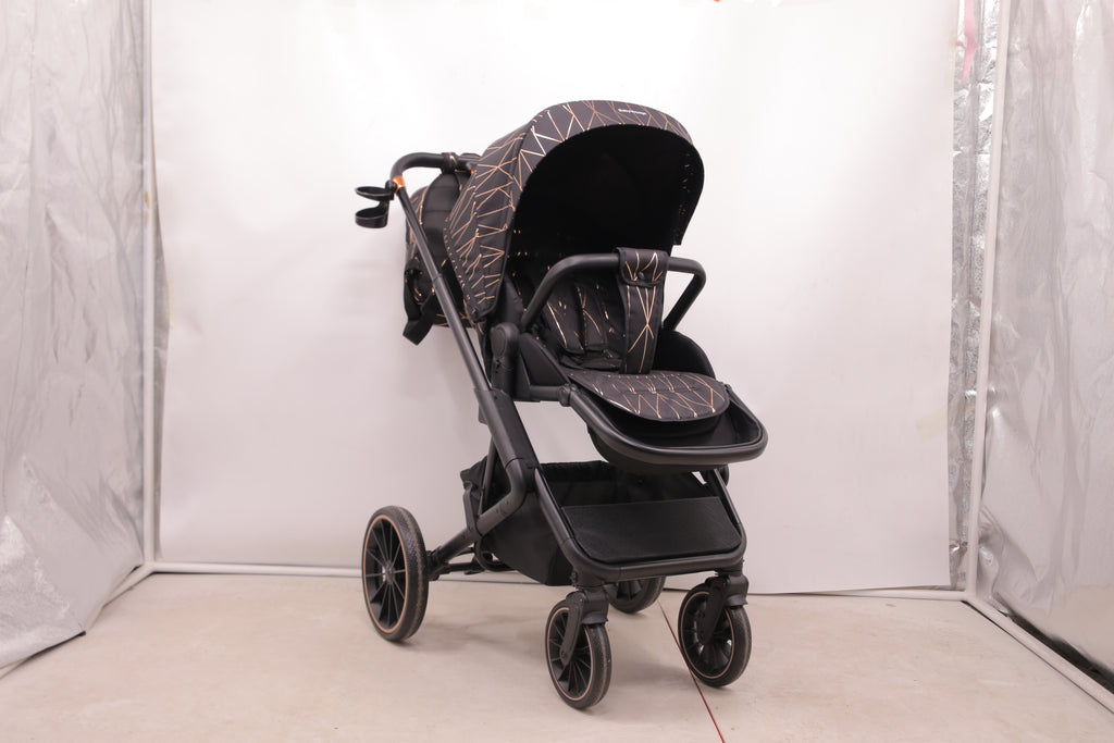 BabyVoyage 2 in 1 kinderwagen  Sternenhimmel-Grau Babywanne & Sportsitz, Räder 360° Stoßdämpfer