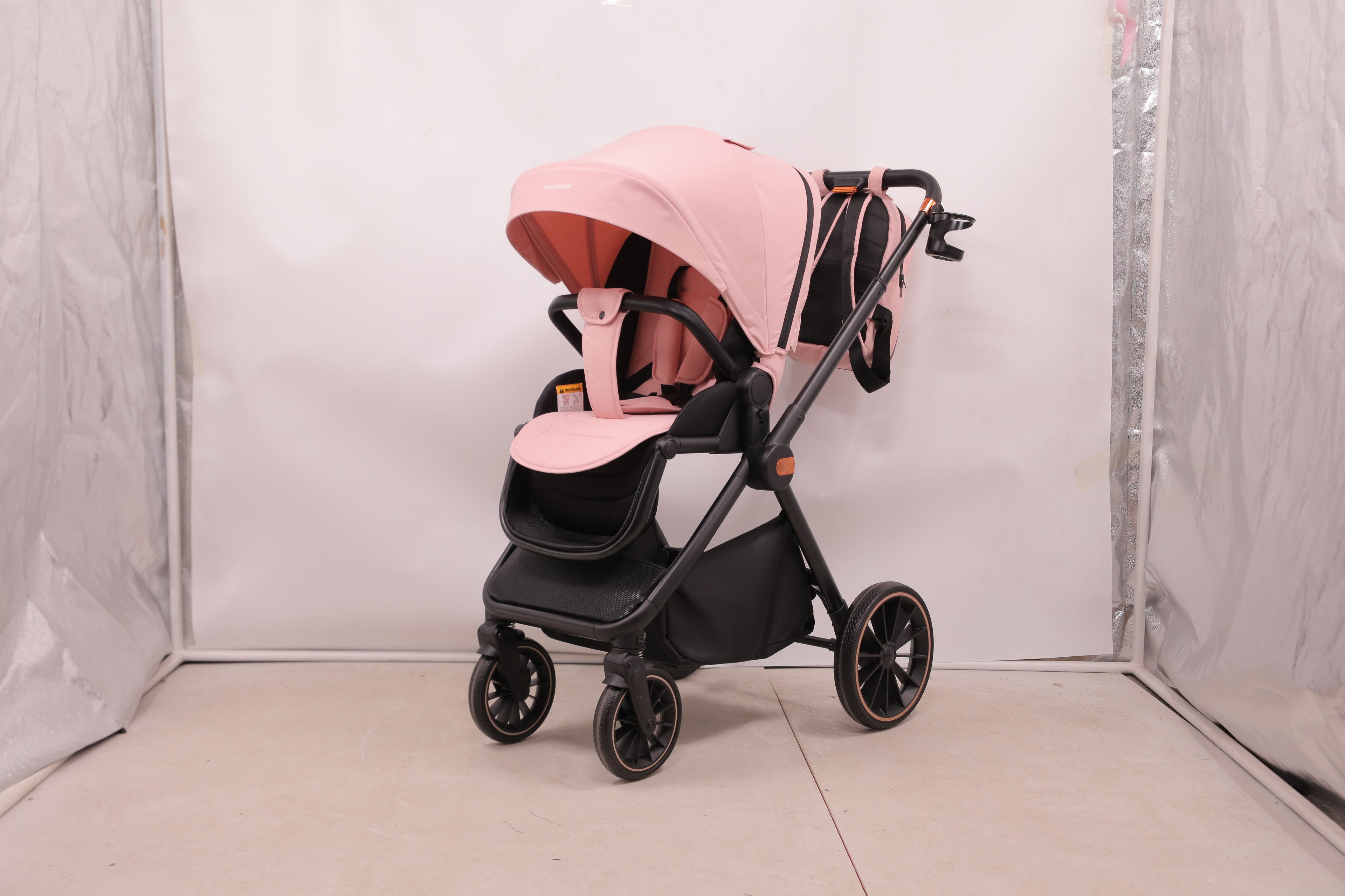BabyVoyage 2-in-1 kinderwagen Geeignet für Neugeborene Einhand-Faltung Schwarz
