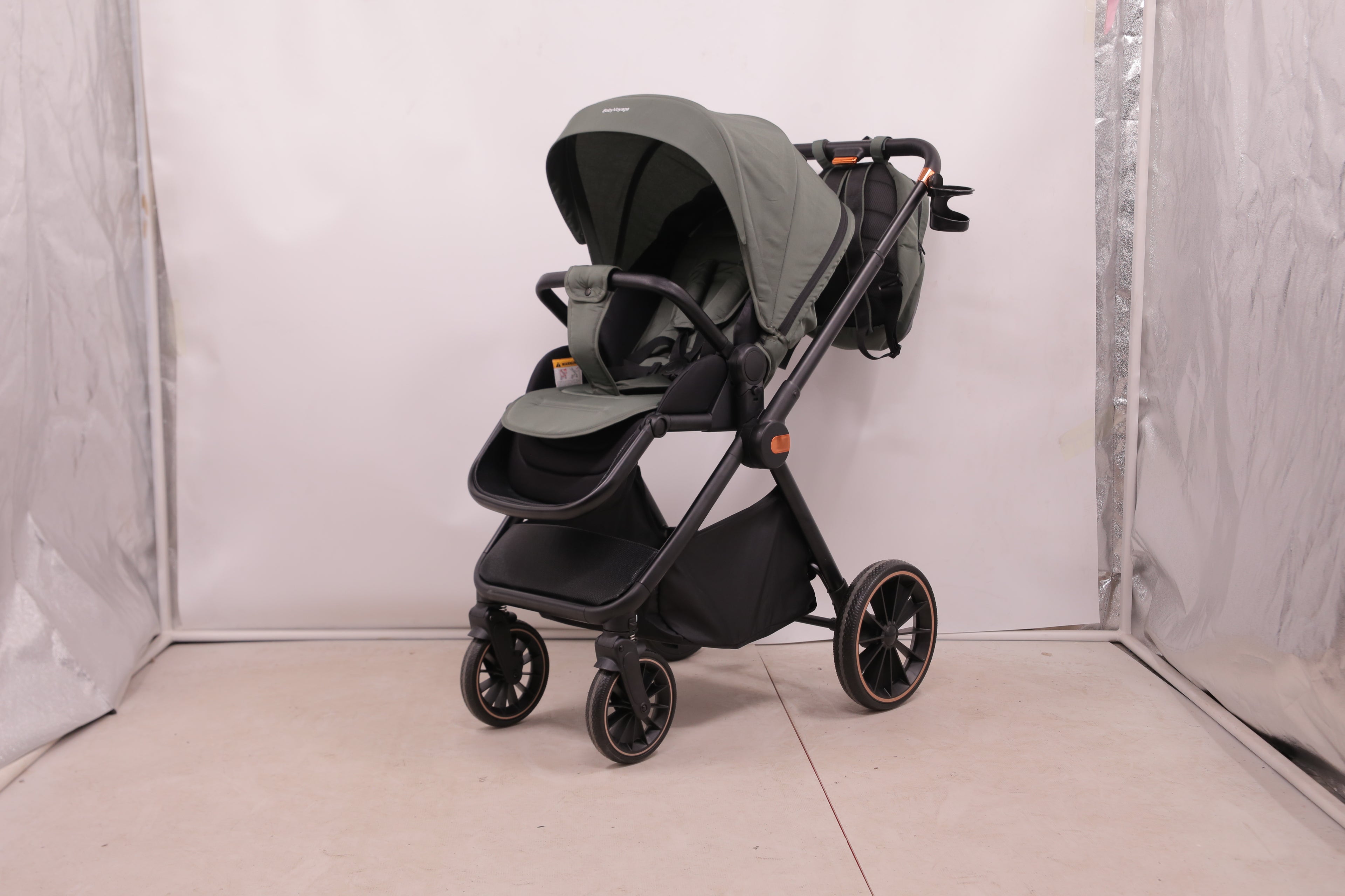 Baby Voyage kinderwagen Khaki 2-in-1 Federung Höhenverstellbarer Griff Zusammenklappbar Gleiten