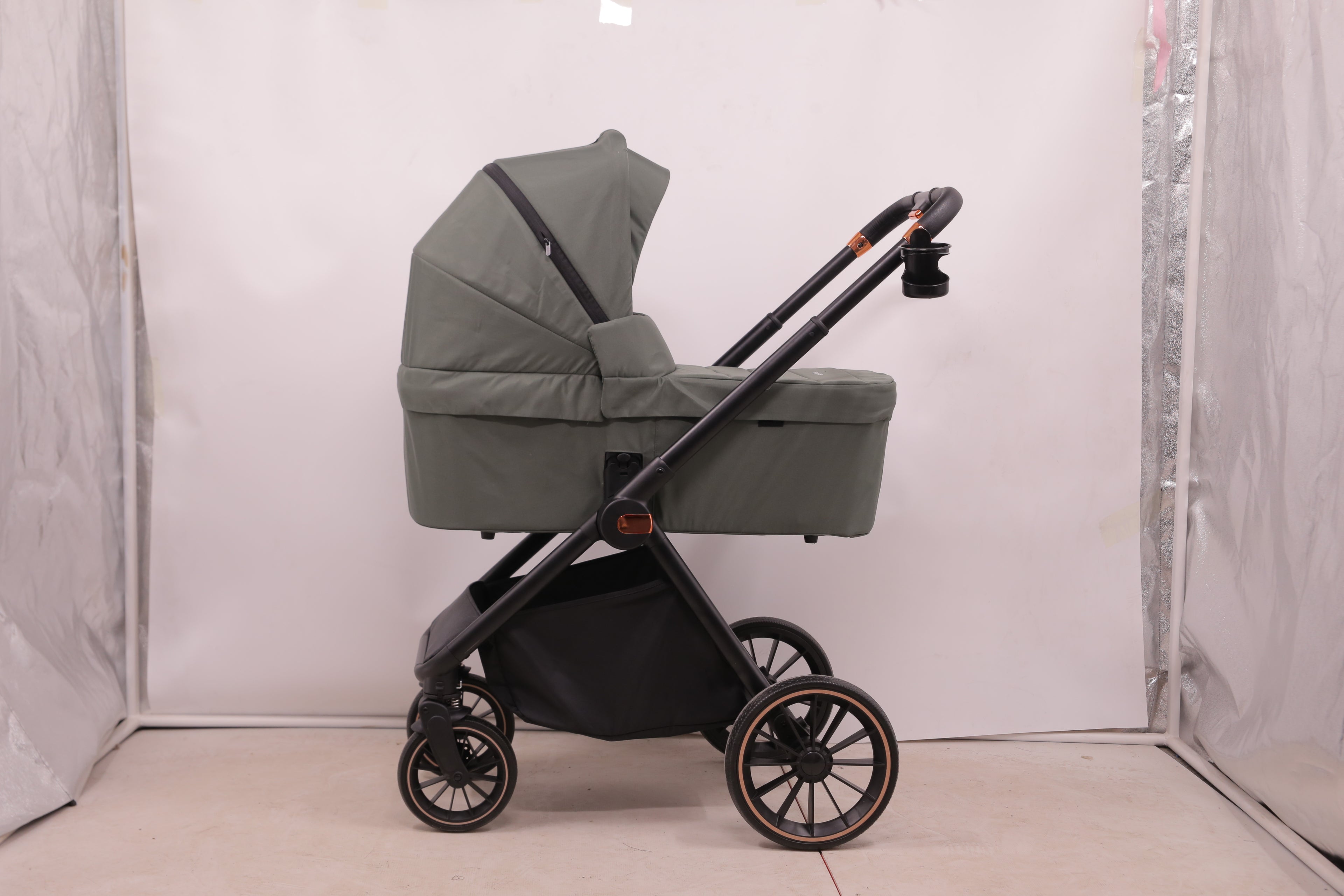Baby Voyage kinderwagen Khaki 2-in-1 Federung Höhenverstellbarer Griff Zusammenklappbar Gleiten