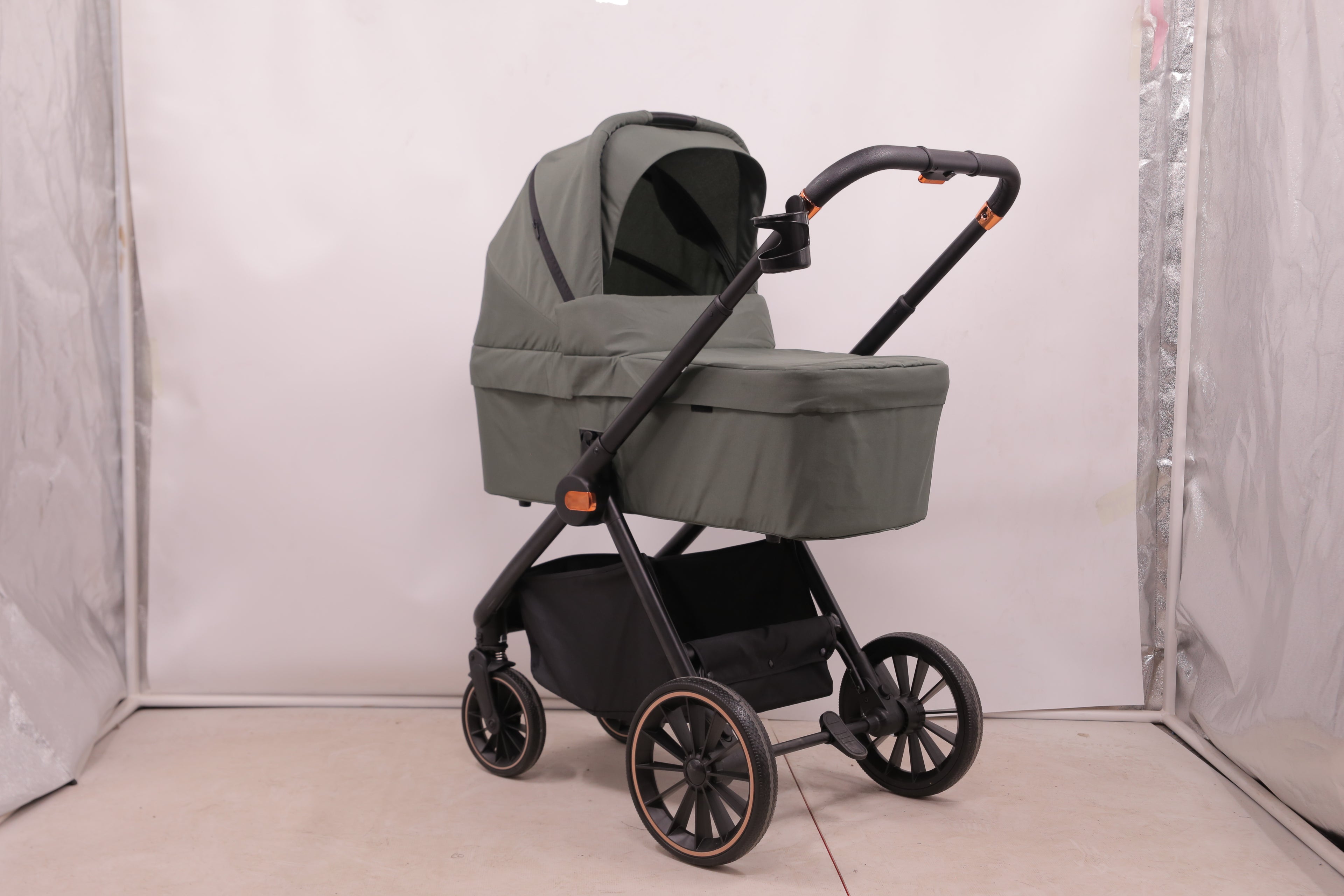 Baby Voyage kinderwagen Khaki 2-in-1 Federung Höhenverstellbarer Griff Zusammenklappbar Gleiten