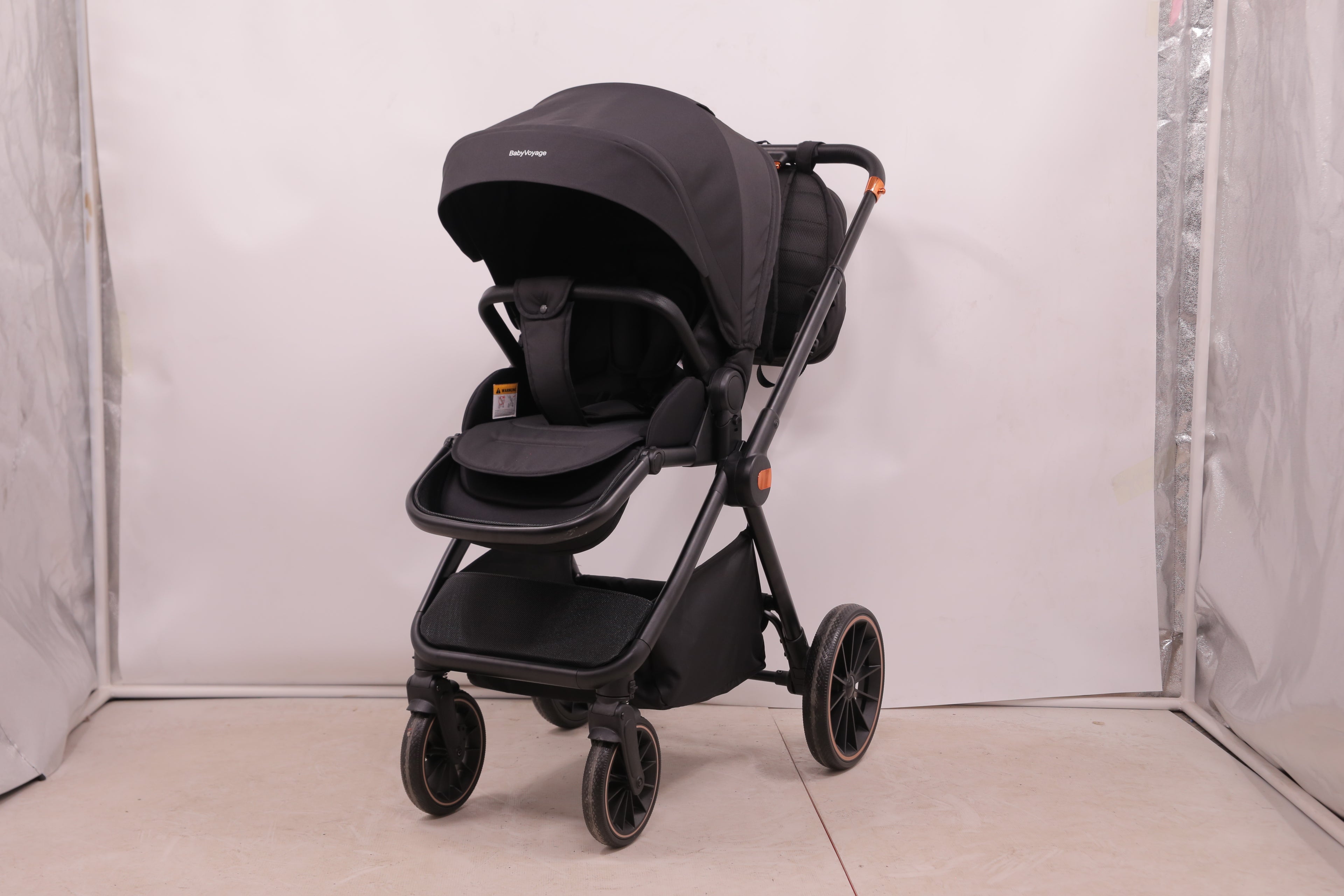 BabyVoyage 2 in 1 kinderwagen  Sternenhimmel-Grau Babywanne & Sportsitz, Räder 360° Stoßdämpfer